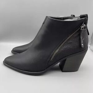 Double Zipper Ankle Boots Black Womens Size 7